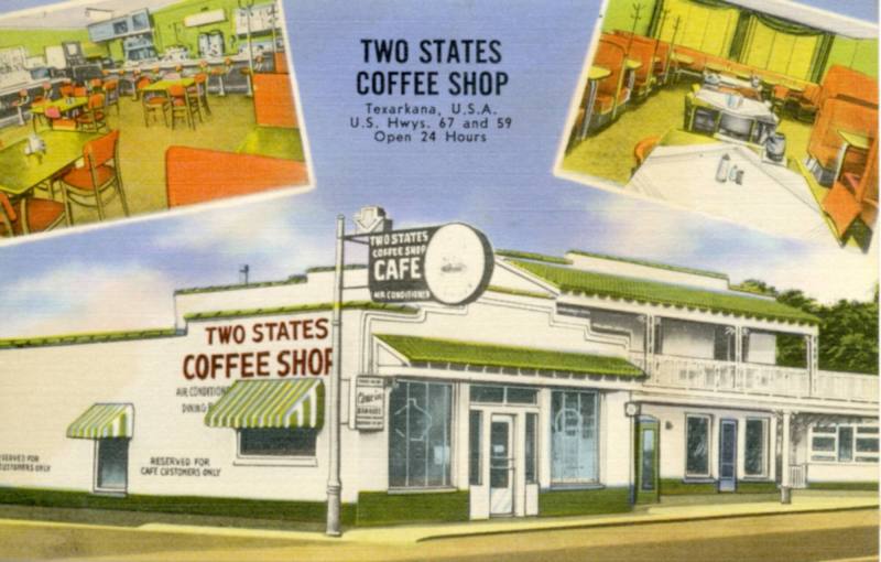 AR Eateries - postcard, Two States Coffee Shop