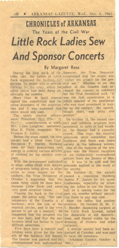 Civil War - Gazette article by Margaret Ross