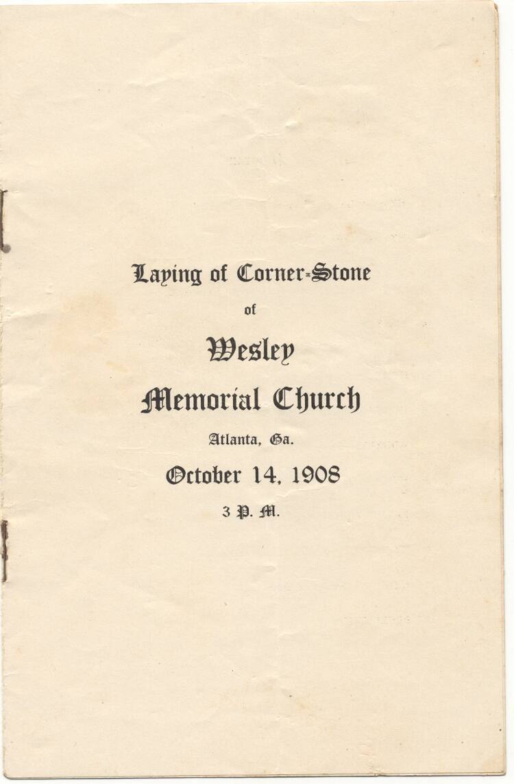 Broach collection - program for laying of Wesley Meth. cornerstone