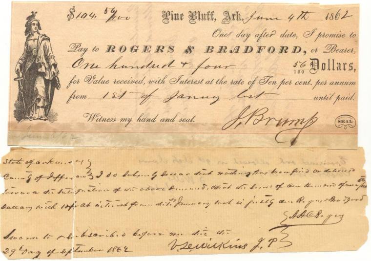 Note, Bank - Confederate, One hundred and four dollars