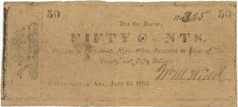 Scrip, Arkansas Confederate - 50 cent note