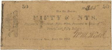 Scrip, Arkansas Confederate - 50 cent note