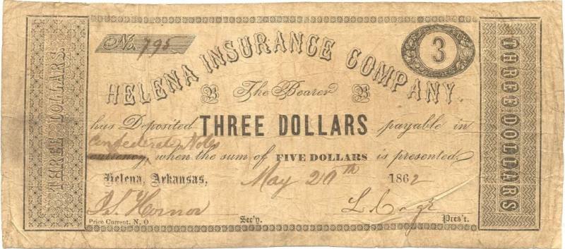 Scrip, Arkansas Confederate - 3 dollar note