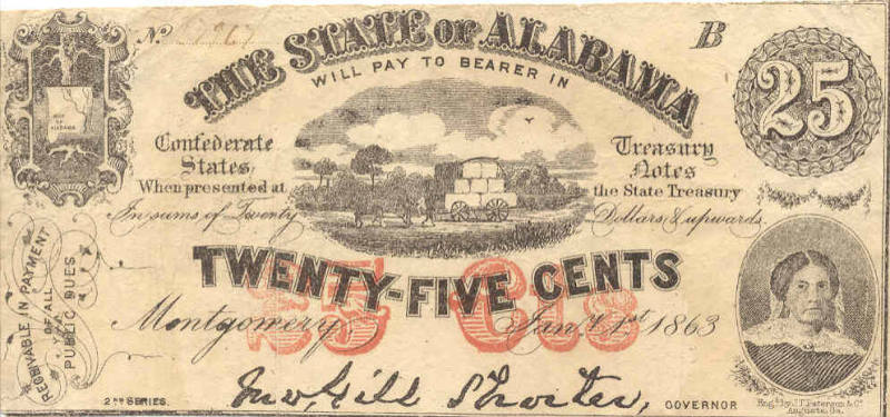 Confederate twenty-five cent note