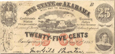 Confederate twenty-five cent note