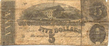 Confederate five dollar bill