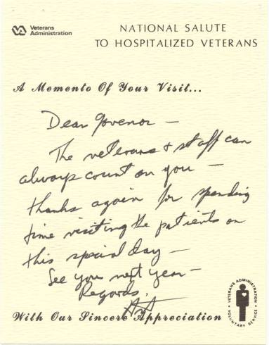 note to Faubus from VA Hospital