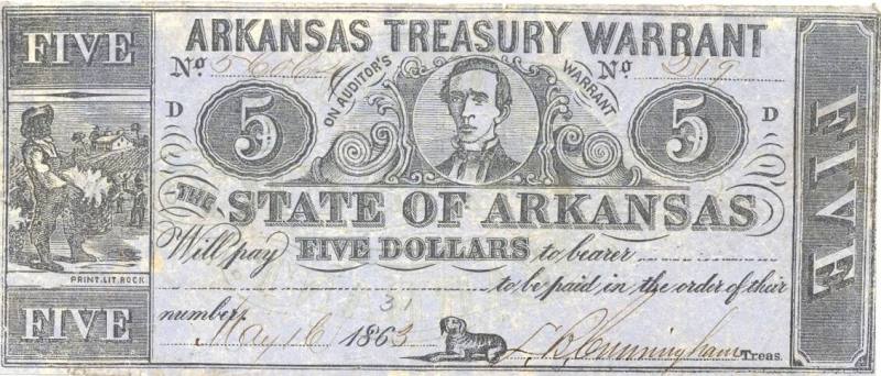 Arkansas Conf. five dollar note