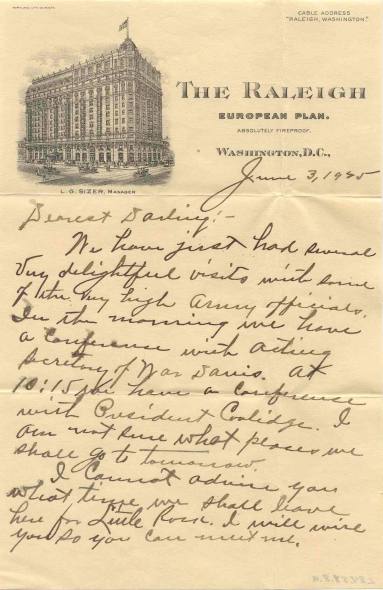 Letter from Gov. Terral to his wife