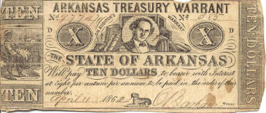 Scrip, Arkansas Treasury Warrant  - Ten Dollars