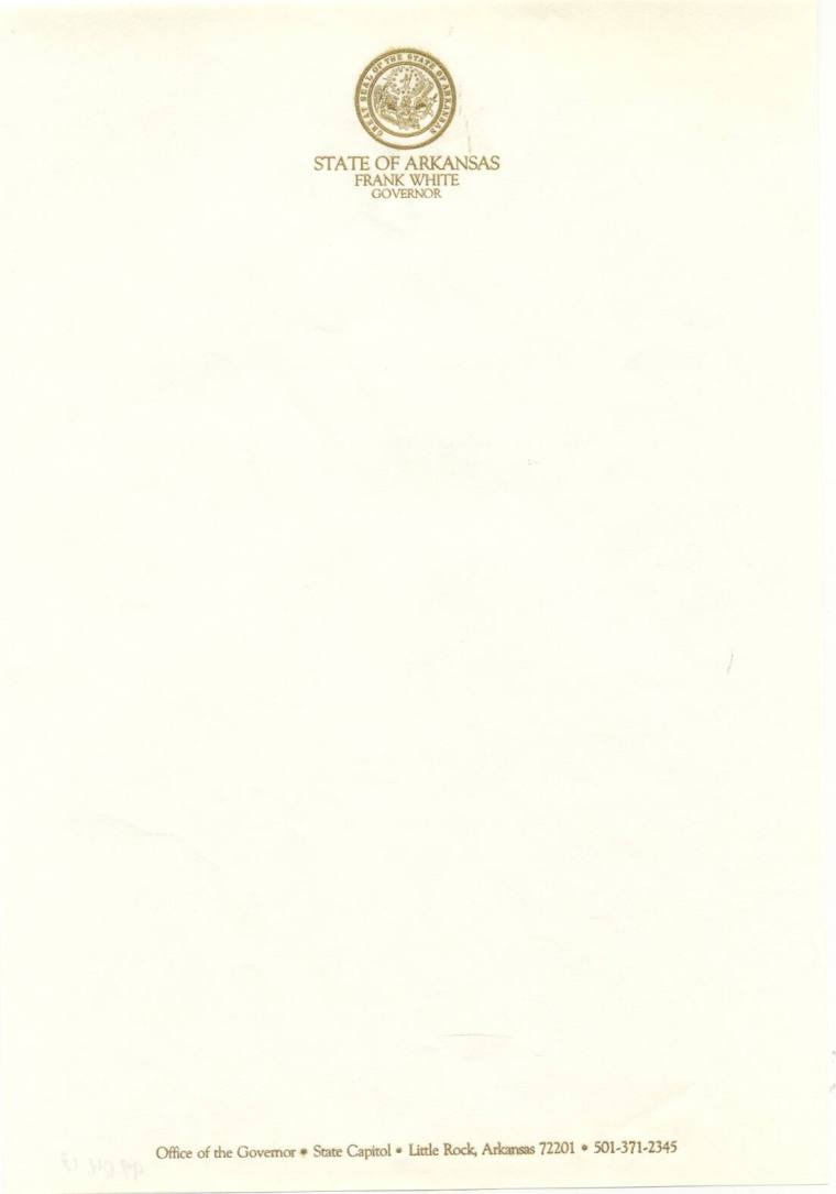 Stationery, Letterhead - Governor Frank White