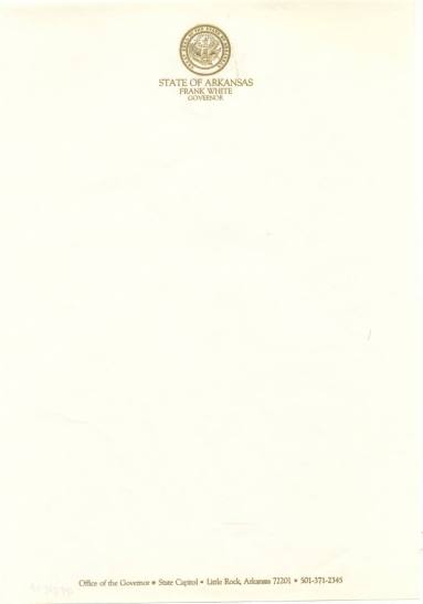 Stationery, Letterhead - Governor Frank White