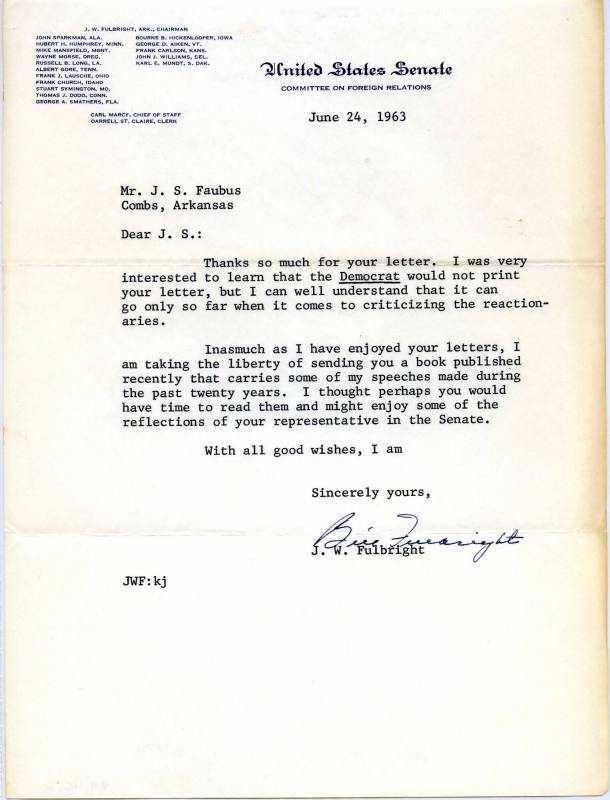 William Fulbright letter