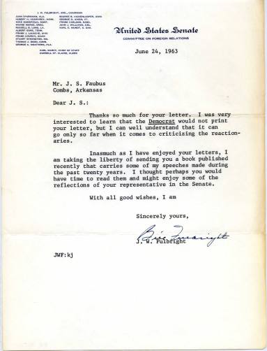 William Fulbright letter