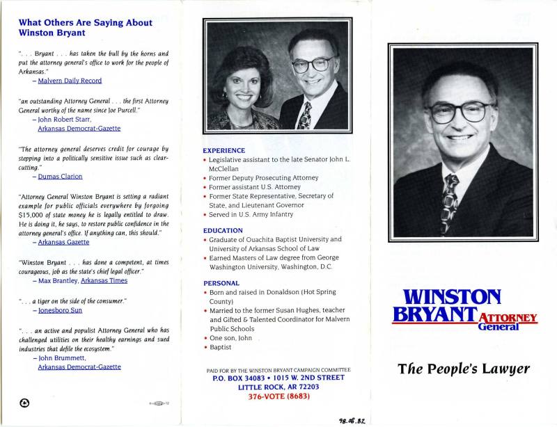 Winston Bryant campaign pamphlet