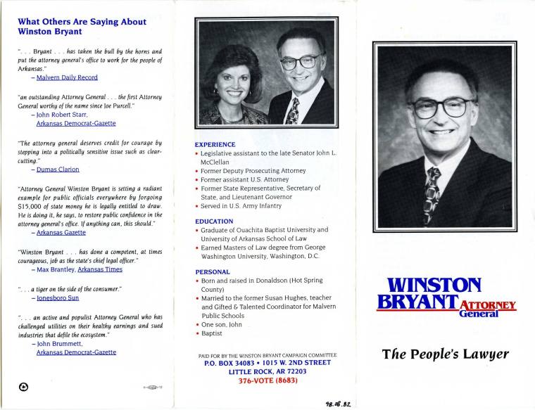 Winston Bryant campaign pamphlet