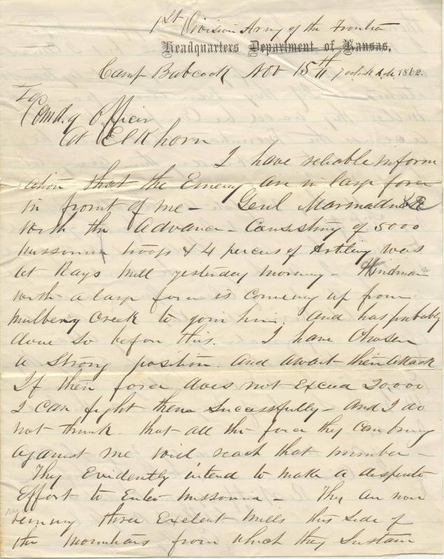 letter from Brig. Gen. Blunt