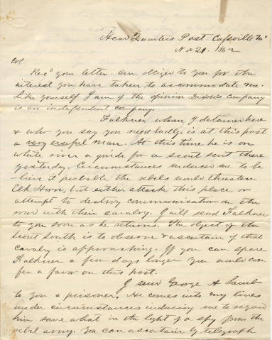 letter from Lt. Col. Bishop to Col. Richardson