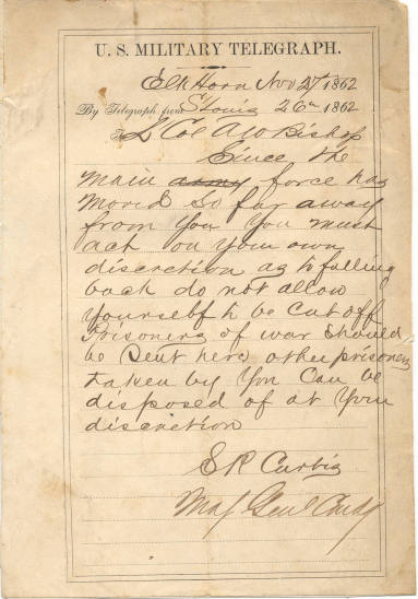 telegram from Curtis to Bishop