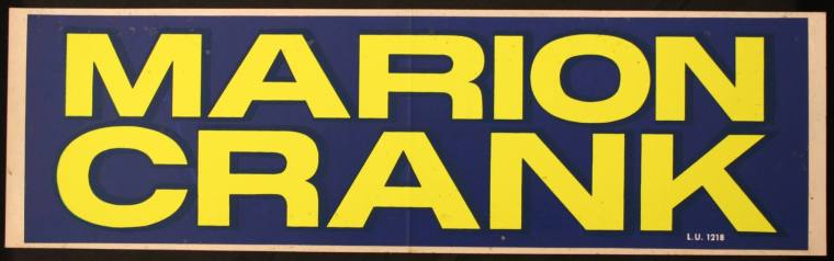 Marion Crank bumper sticker