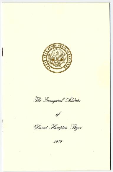 Booklet, Inaugural Address - Governor David Pryor