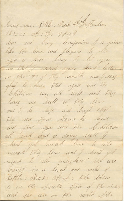 letter by soldier Simon Philbrick to wife