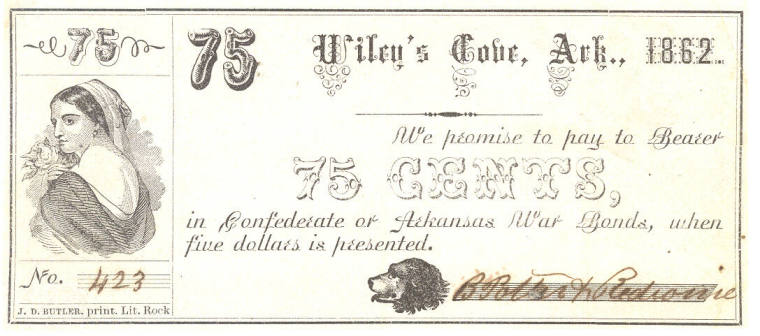 Arkansas Confederate Scrip - $.75 note