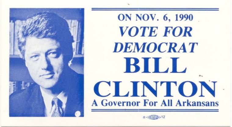 Clinton for Gov. campaign card