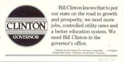 Card, Palm - Governor Bill Clinton