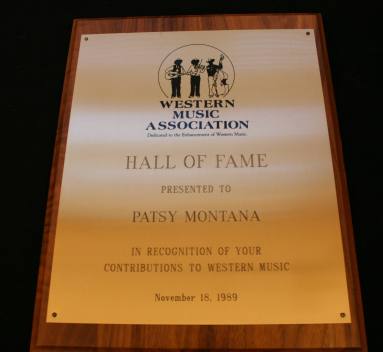 Patsy Montana Hall of Fame Plaque