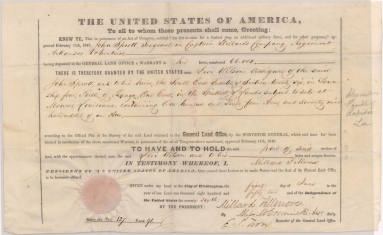 AR Volunteer grant - signed by Millard Fillmore