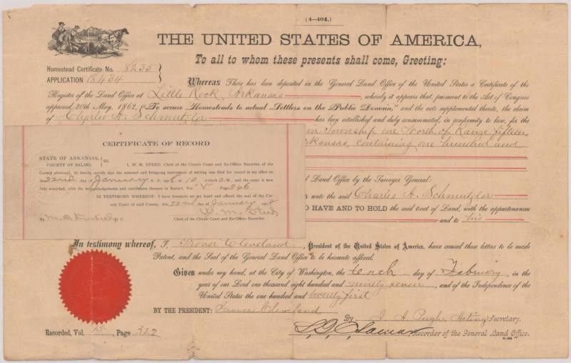 certificate signed by Grover Cleveland