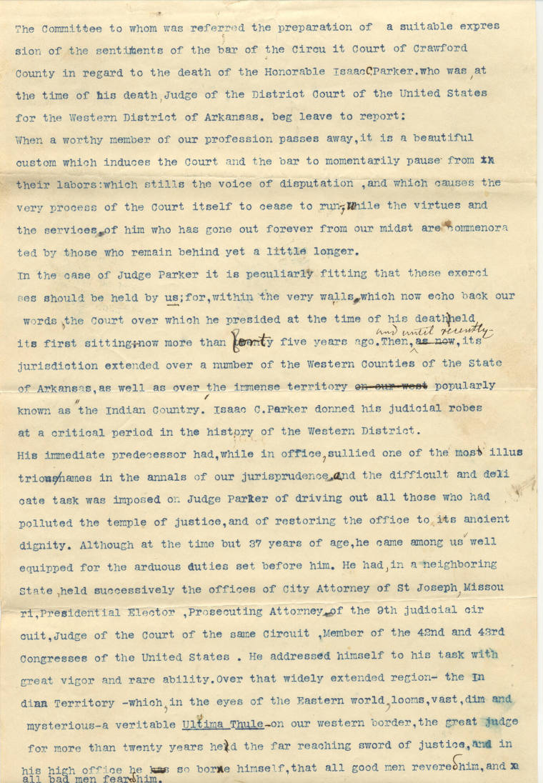 Judge Parker Memorial speech
