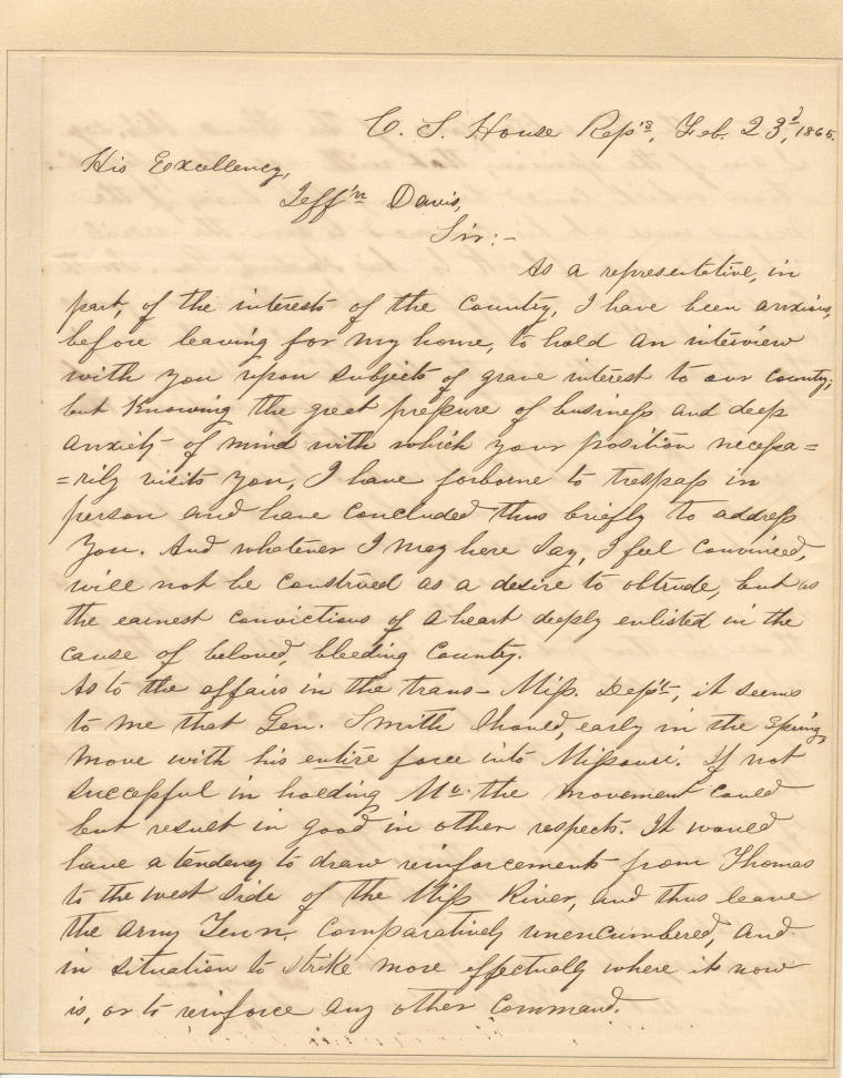 letter to Jefferson Davis