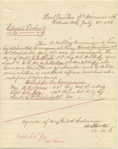 Civil War - Joy military orders