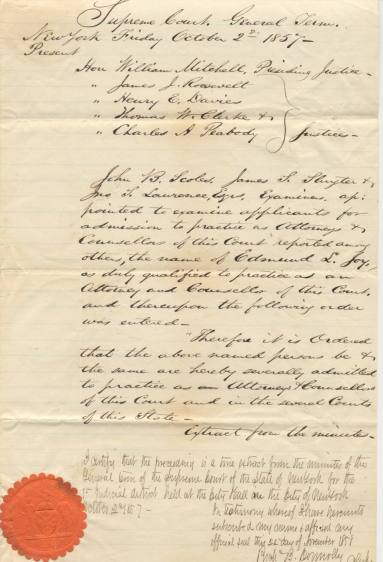Joy - 1858 New York Supreme Court Decree