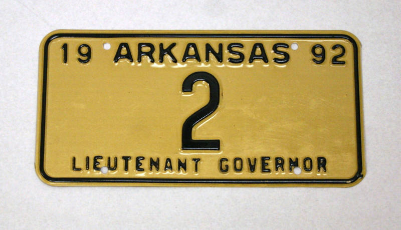 Plate, License - Lieutenant Governor Jim Guy Tucker