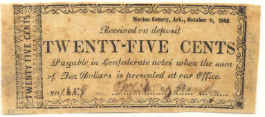 Scrip, Arkansas Confederate - 25 cent