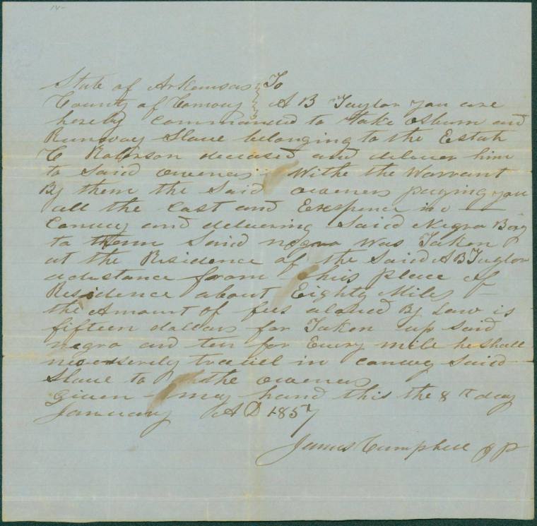 letter about runaway slave