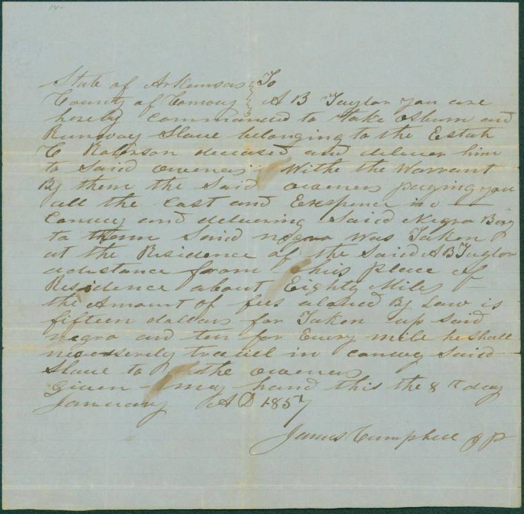 letter about runaway slave