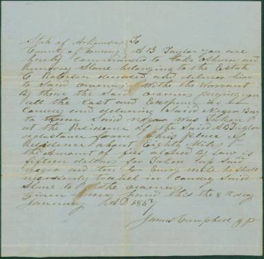 letter about runaway slave