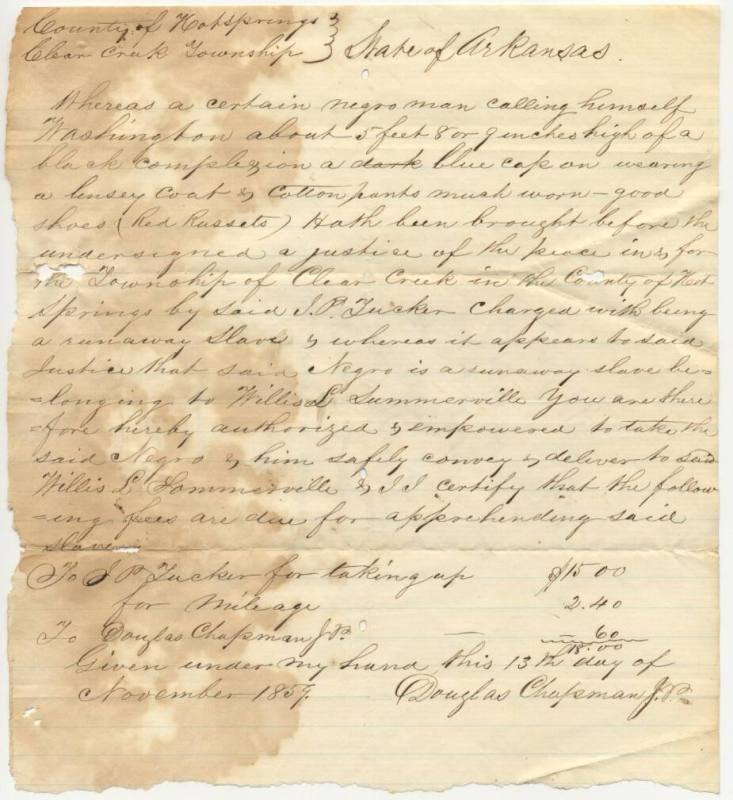 runaway slave document