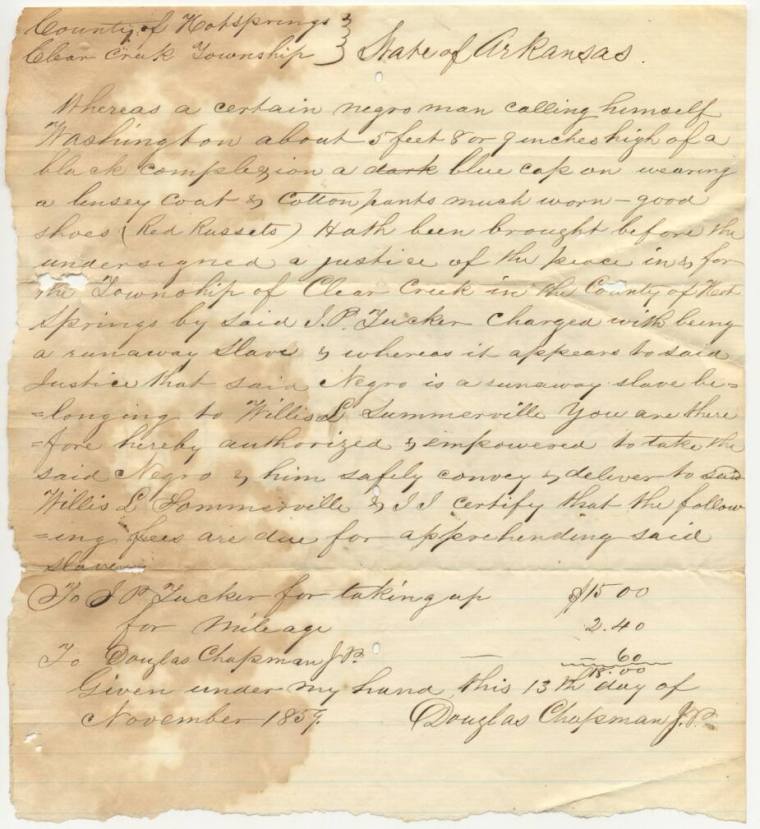 runaway slave document