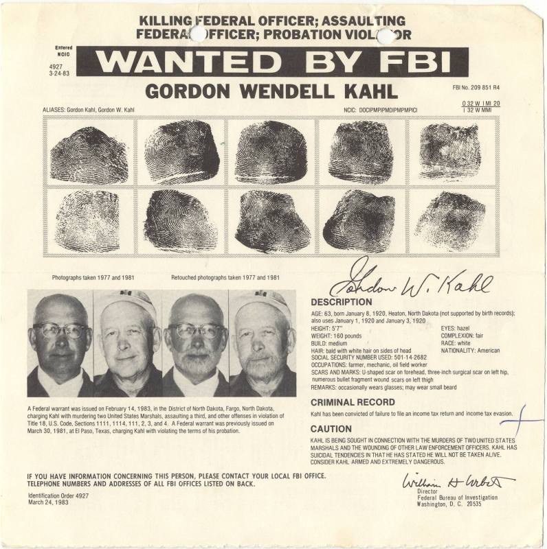 FBI Wanted ad for Gordon Kahl