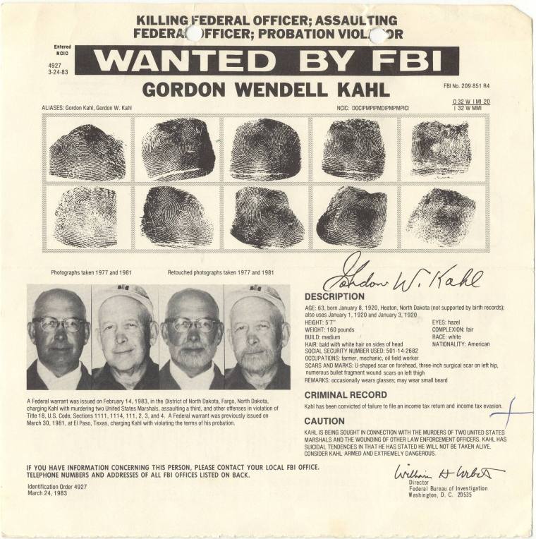 FBI Wanted ad for Gordon Kahl