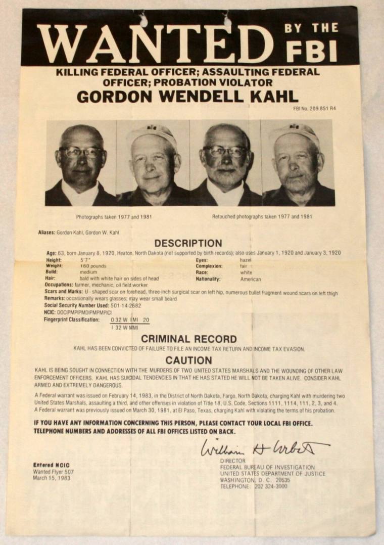 FBI Wanted flyer for Gordon Kahl