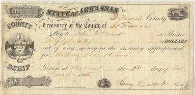 Scrip, Arkansas Confederate - 50 dollar note