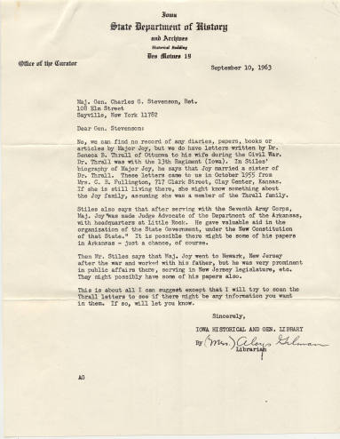 Gen. Stevenson letter