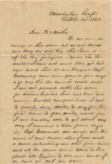 Letter, Tom Spence to his parents - Spence Family Collection