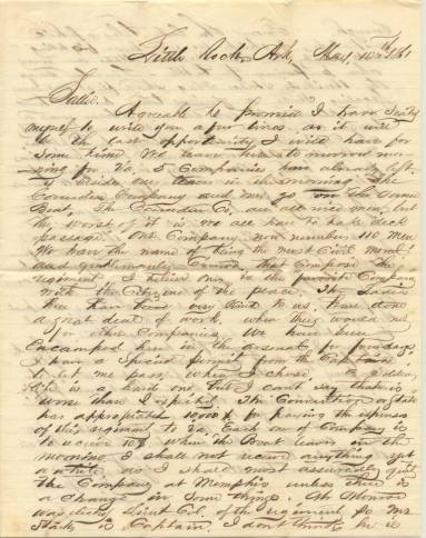 letter from Alex Spence to his sister, Sallie